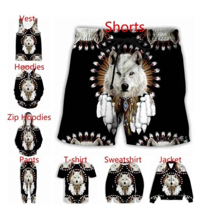 2022 New fashion Native Indian Wolf Men Women 3D Printing Harajuku Style T Shirt /hoodies/ Sweatshirts/pants/shorts/vest