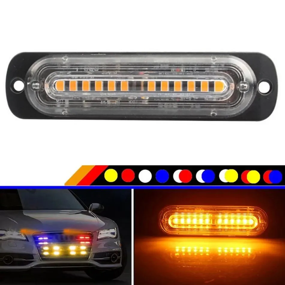 Carro 12 LED Strobe Light Flash Lamp Beacon Hazard Luzes de aviso