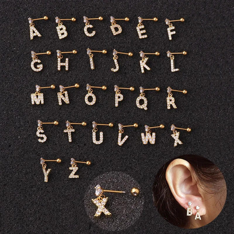 Letter cartilage earring discount