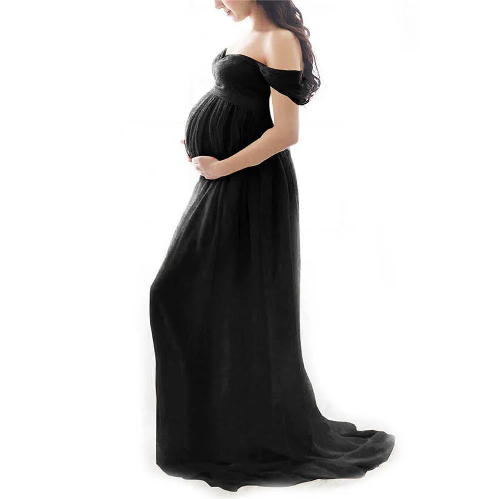 Shoulderless Maternity Dress For Photography Sexy Front Split Pregnancy Dresses For Women Maxi Maternity Gown Photo Shoots Props (6)