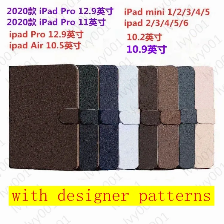 Tablet PC-fodral för iPad Pro 11 12.9 Högklassig 10.9 Air 10.5 1 2 Mini 345 6 10.2 iPad56 L Designer Fashion Leather Card Holder Pocket Cover Mini 6 I01