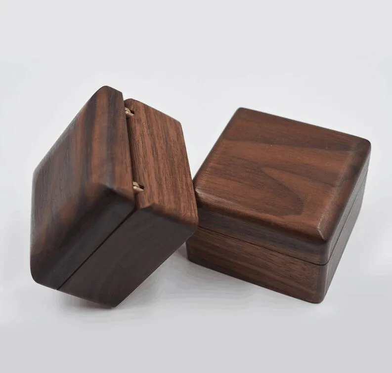 Schmuckschatulle, kreative Holz-Ring-Ohrring-Box, Anhänger-Schmuck-Aufbewahrungsbox, Schwarznuss-Ohrring-Etui, Massivholz-Boxen WWA191