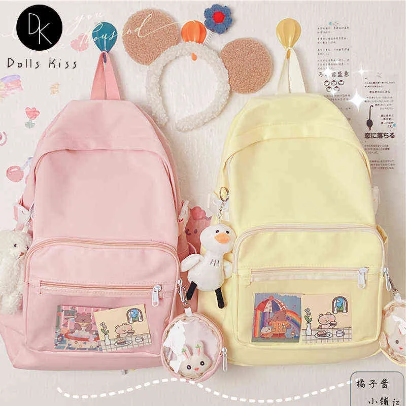 Femmes Japonais Ita Sac Kawaii Simple Solide Couleur Sac À Dos pour Filles LadiesTransparent Petite Poche Sac À Dos Étudiant Sac D'école Y1105