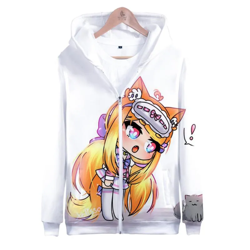 New Gacha Life Hoodie Homens / Mulheres 3D Zíper Suéter Meninos Meninos E  Chlidren Street Bonito Hoody Gacha Life Sweatshirt Roupas De $241,86