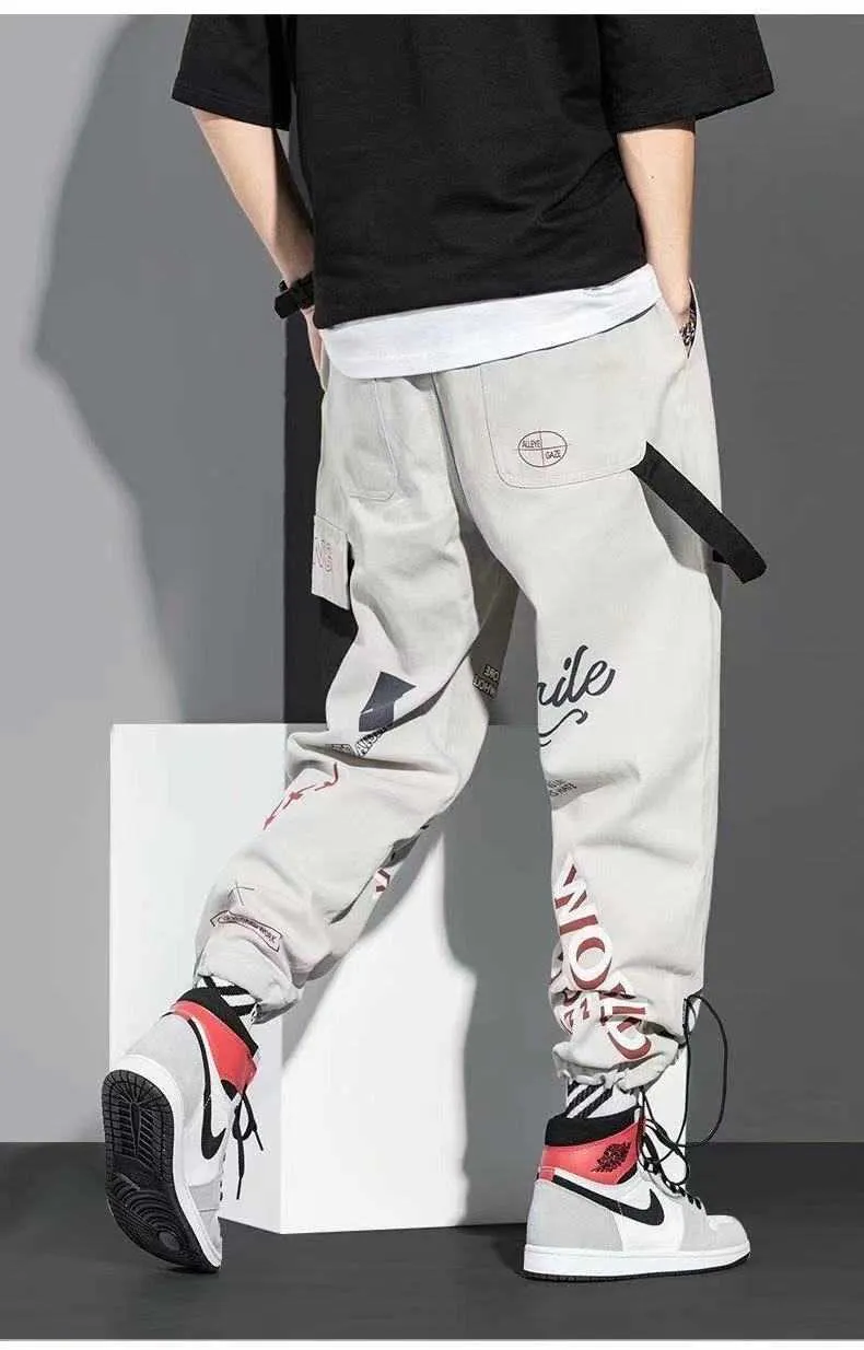 Japanese Hip Hop Graphic Printed Sweatpants For Men Stylish