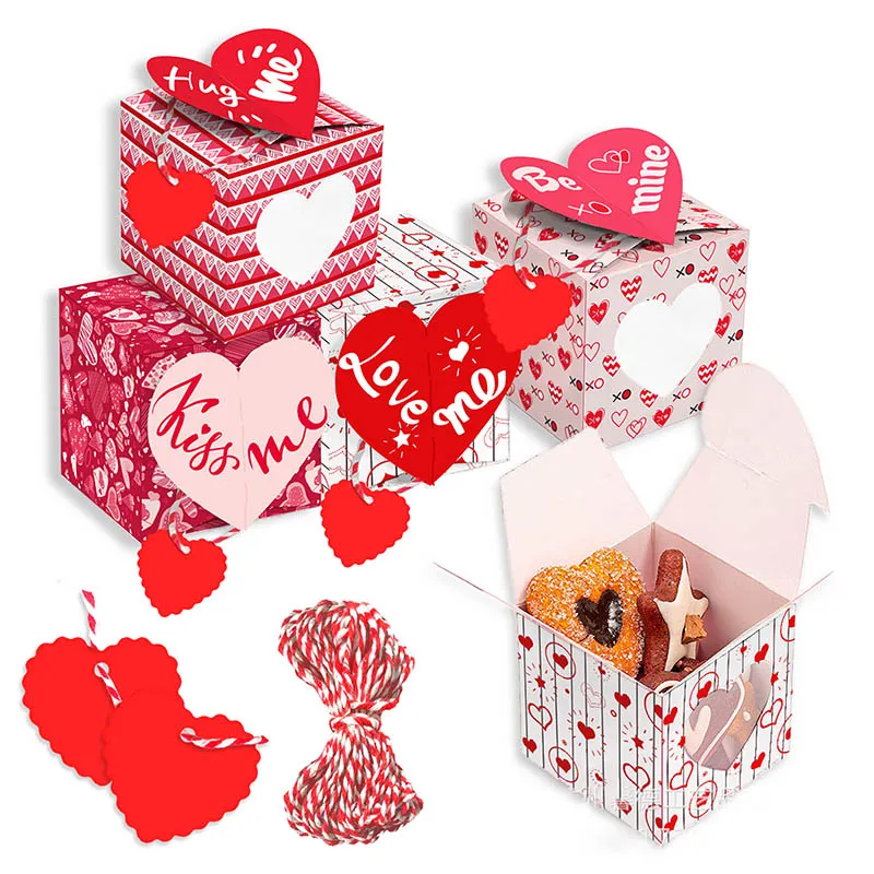 12 stks / set feestartikelen Valentijnsdag knuffel kus me roze cookie geschenkdoos driedimensionale cartoon paar geschenken