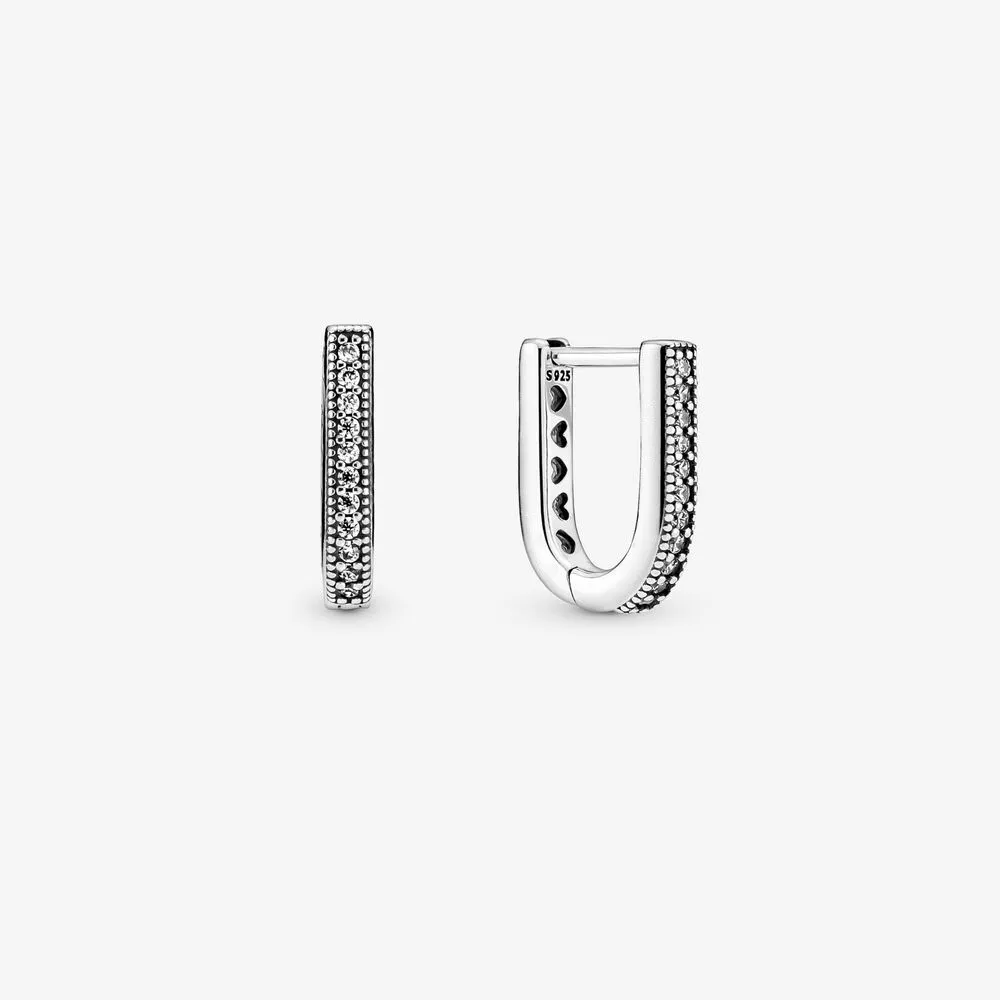 Äkta 100 % 925 Sterling Silver U-formade Hoop Örhängen Mode Bröllop Smycken Tillbehör För Kvinnor Present
