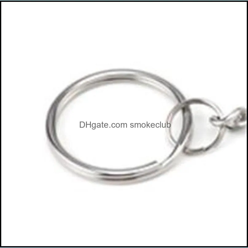 Polished 25mm Keyring Keychain Split Ring with Short Chain Key Rings Women Men DIY Key Chains Accessories 99 W2