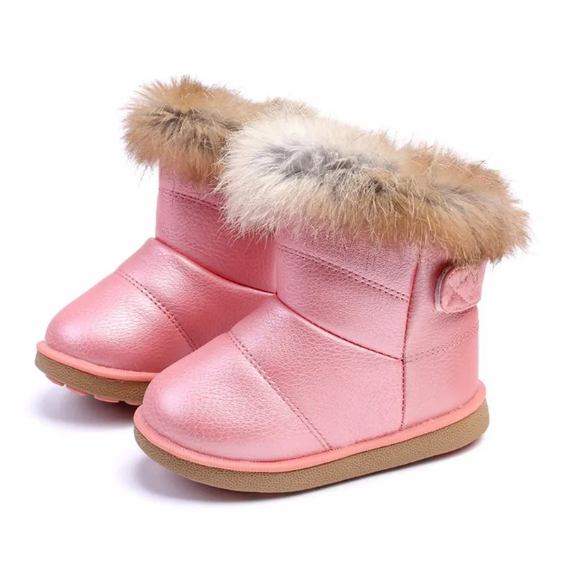 Hiver enfant en bas âge bébé neige bottes chaussures chaud en peluche fond souple bébé garçons filles bottes en cuir hiver neige botte enfants chaussures 210312