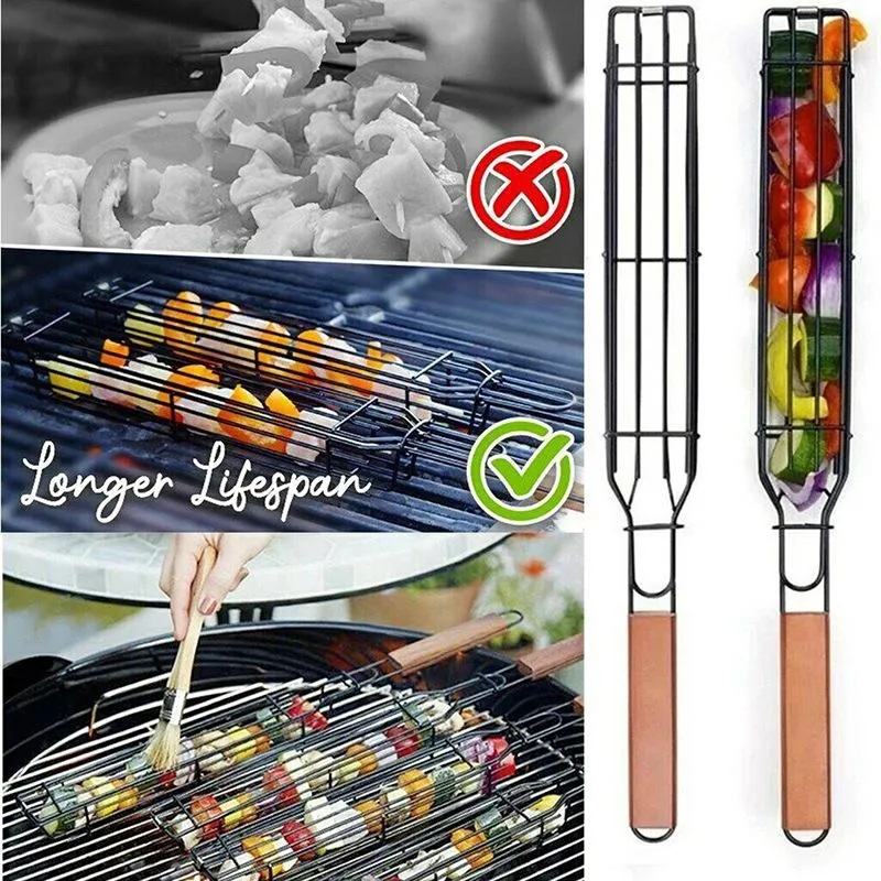 Outdoor Cooking Barbecue Baskets Grill Net Meshes BBQ Tools Metal Clip Basket Barbecues Grilling Clips Creative Camping Tool CGY90