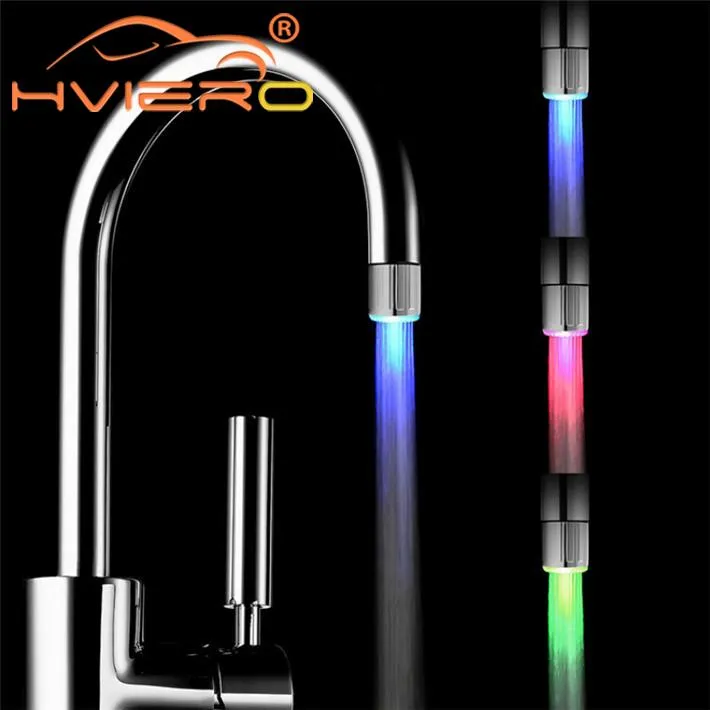 LED Musluk Flama Işık 7 Renk Kapalı Aydınlatma Karartma Duş Sensörü Banyo Sıcaklığı Mutfak Aksesuarları