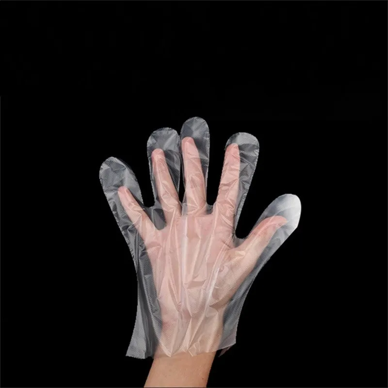 100pcs/bag PE Polyethylene Disposable Transparent Gloves Food Grade Plastic Gloves Catering Beauty Thickened Disposable Gloves 122 V2