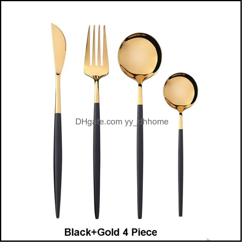 4Pcs/set Cutlery Set Stainless Steel Dinnerware Flatware Set Dinner Knife Fork Spoon for Home Restaurant JK2005KD