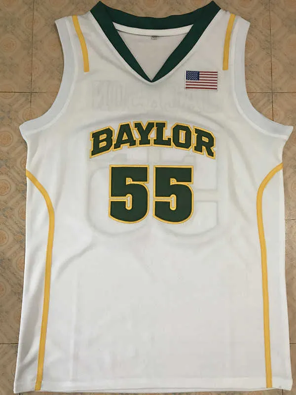 55 PIERRE JACKSON BAYLOR BEARS Camisetas de baloncesto Bordado azul Cosido Personalizado Cualquier tamaño y nombre Jersey