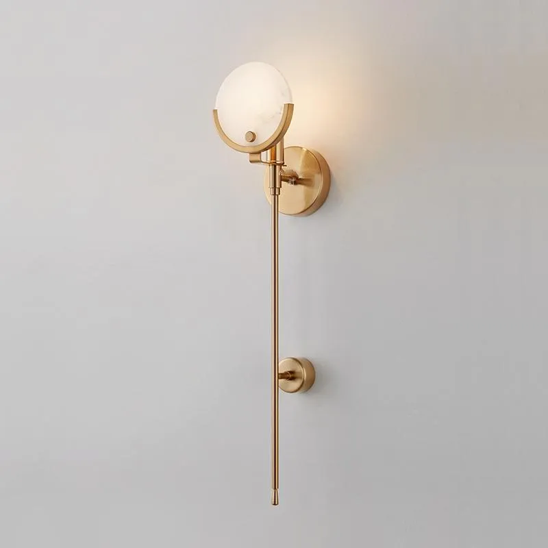 Wandlampen Moderne Luxe Amerikaanse plaat Goud Metalen Rod Lamp voor Slaapkamer Loft Corridor Mable Decor E14 LED Scones Light-armaturen