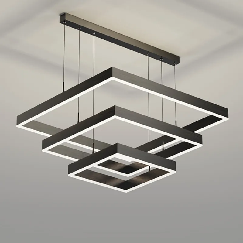 Minimalista moderno LED sala de estar lâmpadas de lâmpadas quadrado preto qualidade qualidade lar iluminação sala de jantar quarto clara hall chande