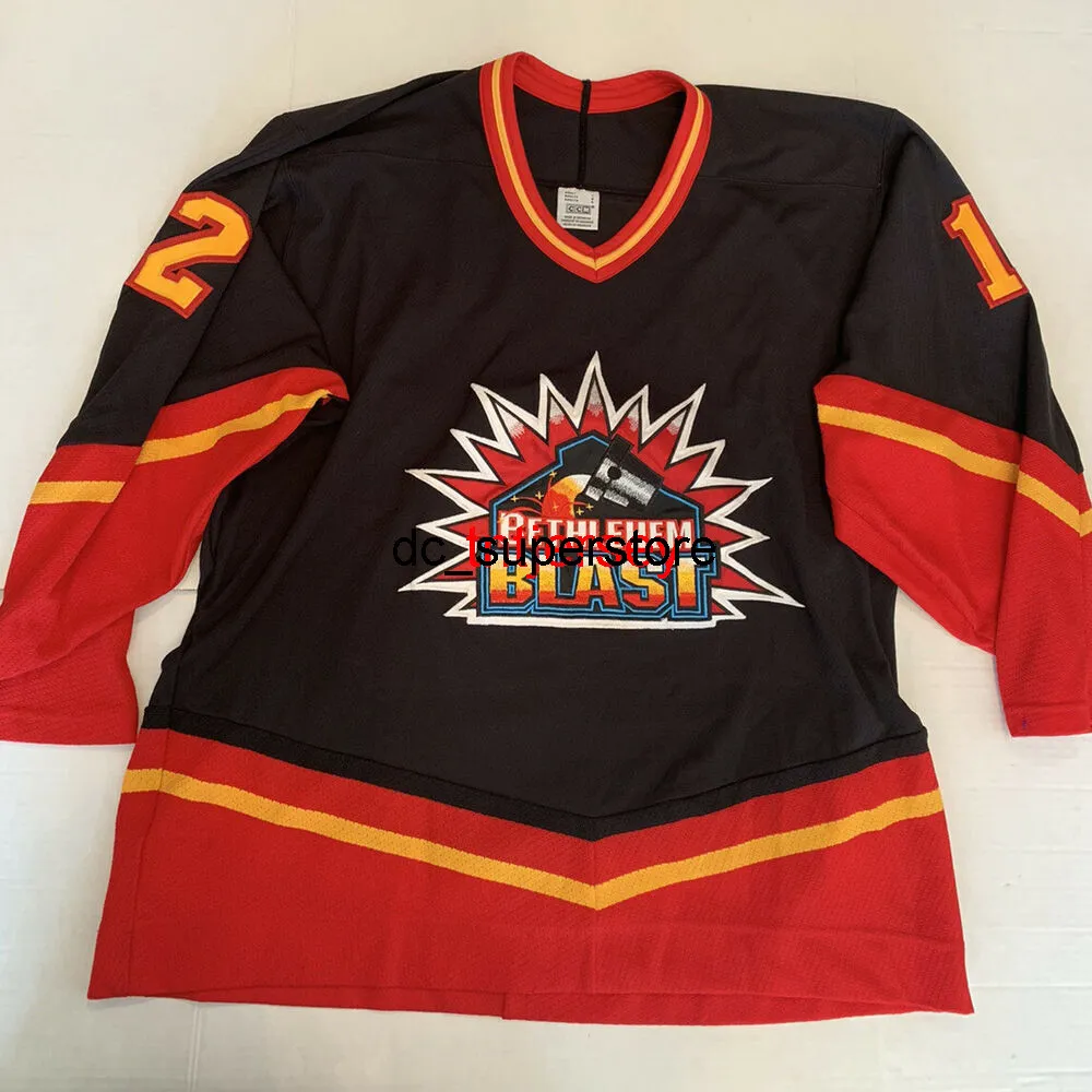 Anpassad CCM Bethlehem spräng broderad/patch svart hockey tröja stitch lägga till valfritt nummer namn män hockey tröjor xs-5xl