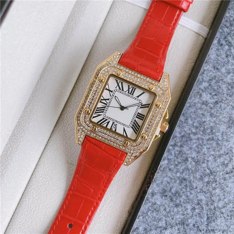 High Quality Mens Square Crystal Leather Montgomery Straps