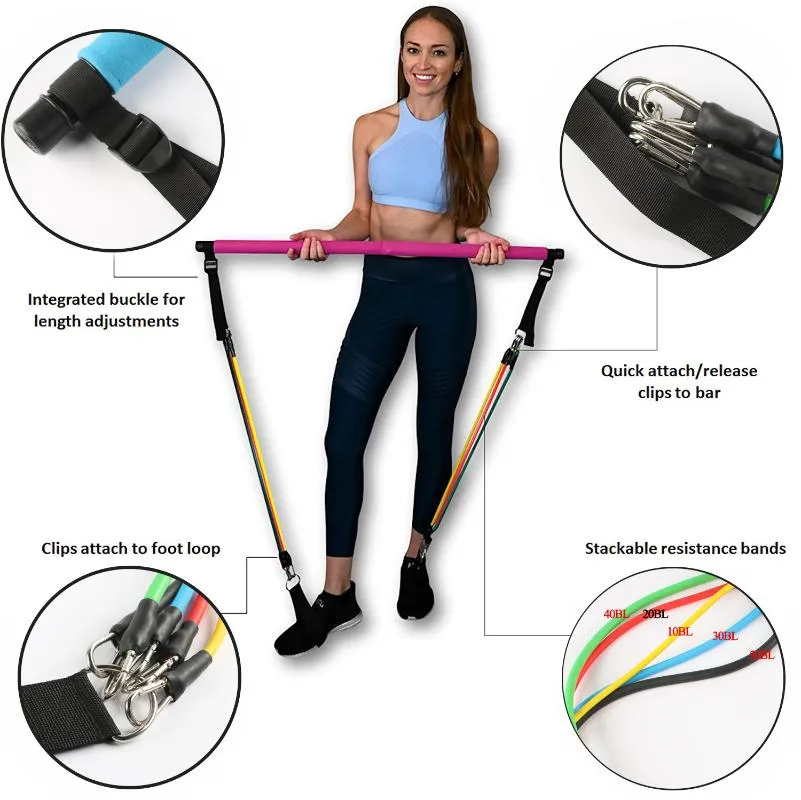 Portable Pilates Bar kit Pilates Stick Yoga Fitness Gymstick