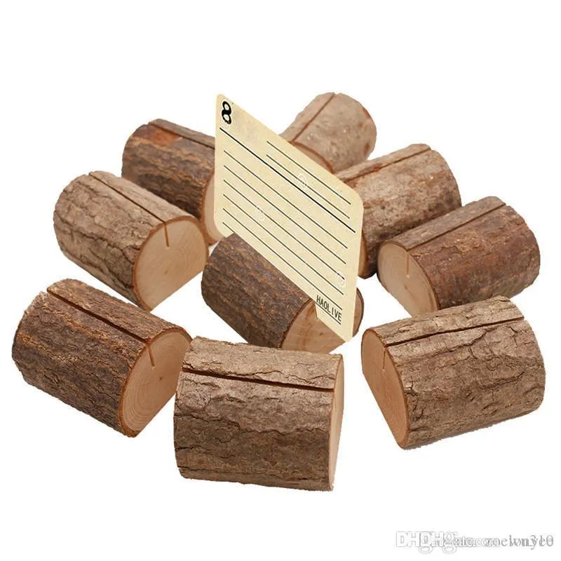 Tree Stump Place Card Houders Clips Bruiloft Hotel Tafel Foto Memo Nummer Houder Clip Houten Craft Party Tafel Decoratie XVT1212