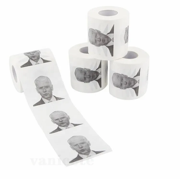 Nieuwste Joe Biden Toilet Papier Roll Mode Grappige Humor Gag Geschenken Keuken Badkamer Hout Pulp Weefsel Gedrukt Toiletpapier Servetten ZC119