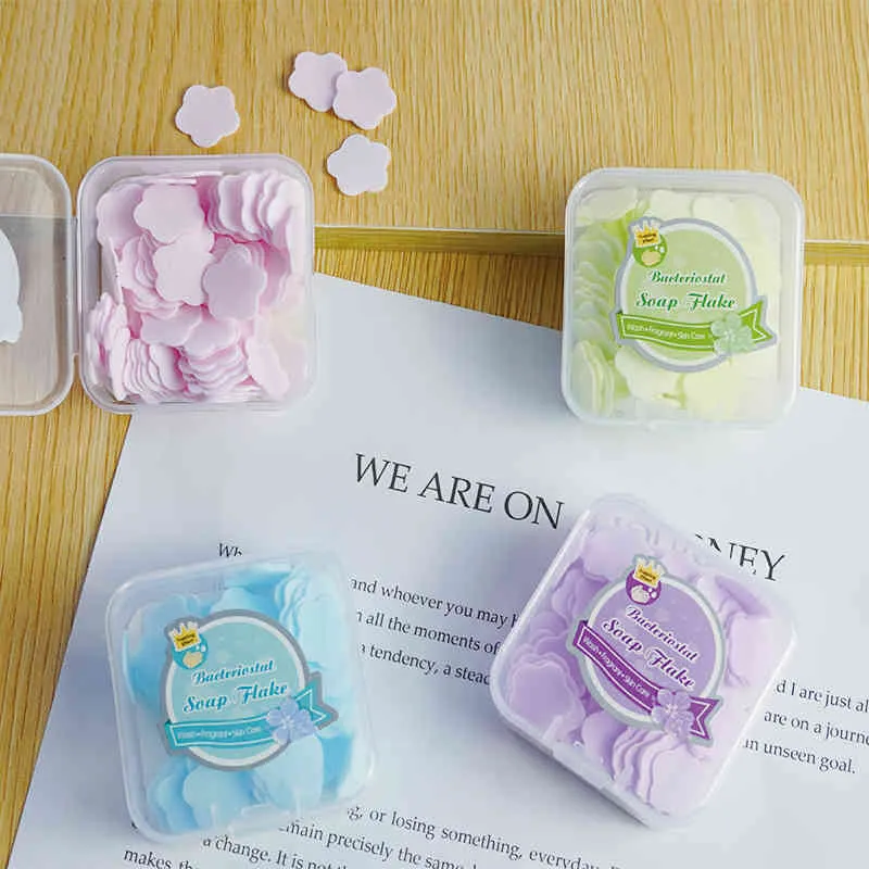 Petal Soap Tablets Disposable Portable Antibacterial Manual Oil Control Moisturizing Petal Soap Facial Soap Travel Cleaning Supplies