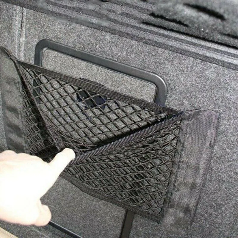 Car Organizer Mesh Trunk Seat Elastic String Net Sticker Universal Storage Bag Pocket Cage Cargo Back