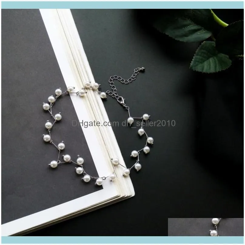 Elegant Simulated-pearls Cross Fashion Chokers Necklaces For Women Simple S Necklace