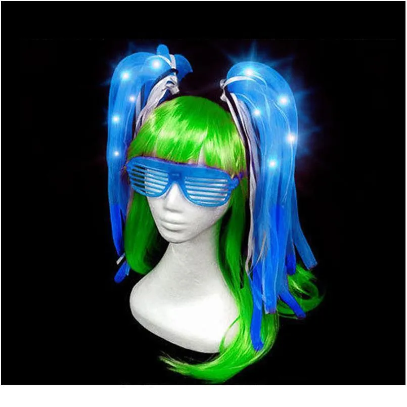 Light Up Trecce Crown Noodle Band Capelli Lampeggiante Tubo Fabands Donne Girls Rave Glow Birthday Costume di compleanno L Qylhjc