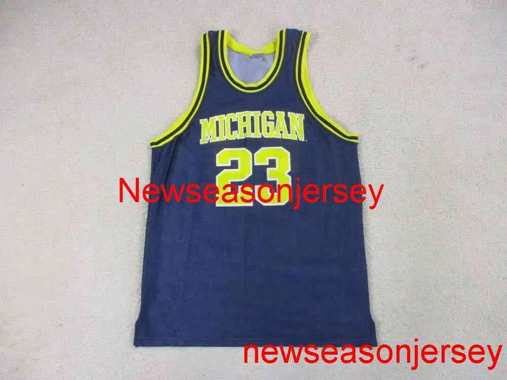 Stitched VINTAGE Michigan Wolverines Basketball Jersey Blue Mens Embroidery Size XS-6XL Custom Any Name Number Basketball Jerseys