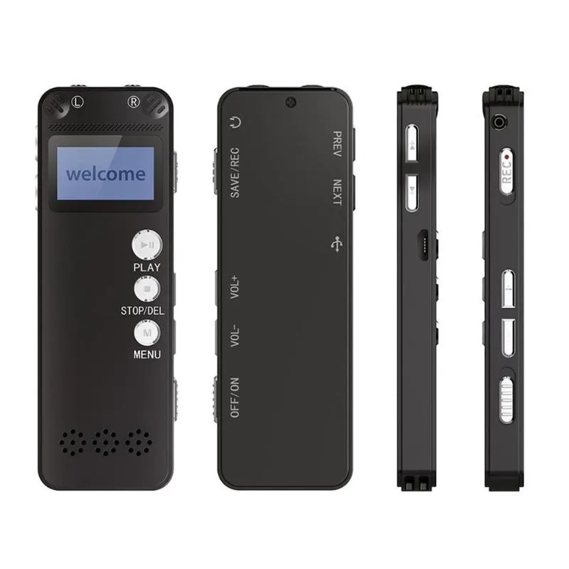 Digital Voice Recorder 8GB ad alta sensibilità Doppio microfono Audio ricaricabile multifunzione con lettore MP3