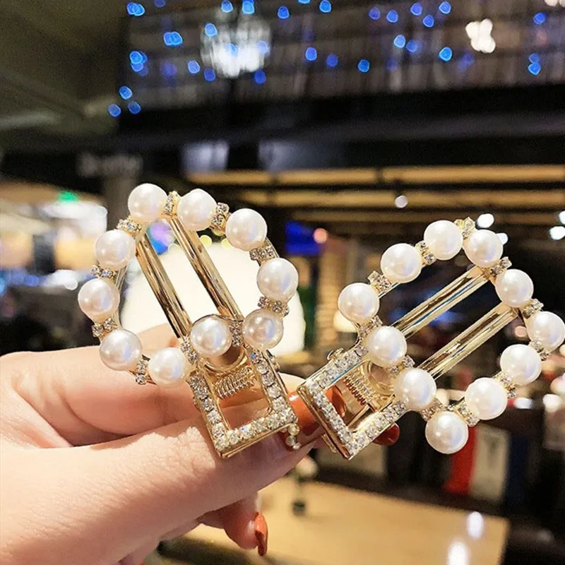 Crystal Pearl Hair Clips Metal Elegant Barrette Bobby Pins Wedding Head Styling Tool Hairlips For Women6680436