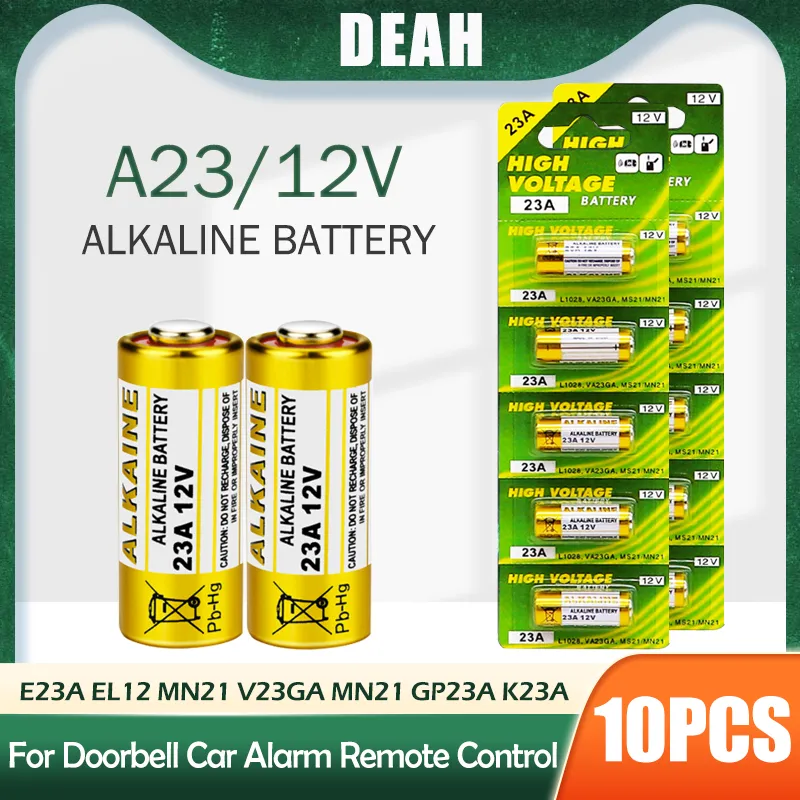 10PCS 12V 알카라인 배터리 A23 23A 23GA A23S E23A EL12 MN21 MS21 V23GA L1028 GP23A LRV08 원격 제어 초인종 건전지