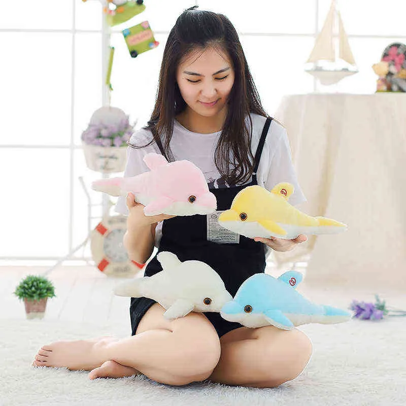 32 cm kreative leuchtende Plüsch-Delfin-Puppe, leuchtendes Kissen, buntes LED-Licht, Tierspielzeug, Kinder-Geschenk YYT220