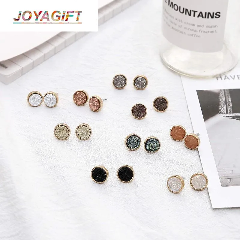 Estudo JoyAgift bem fofo Druzy Crystal Round Settings para mulheres Menina Moda Moda delicada Pierced Jewelry Gift Box Packaging