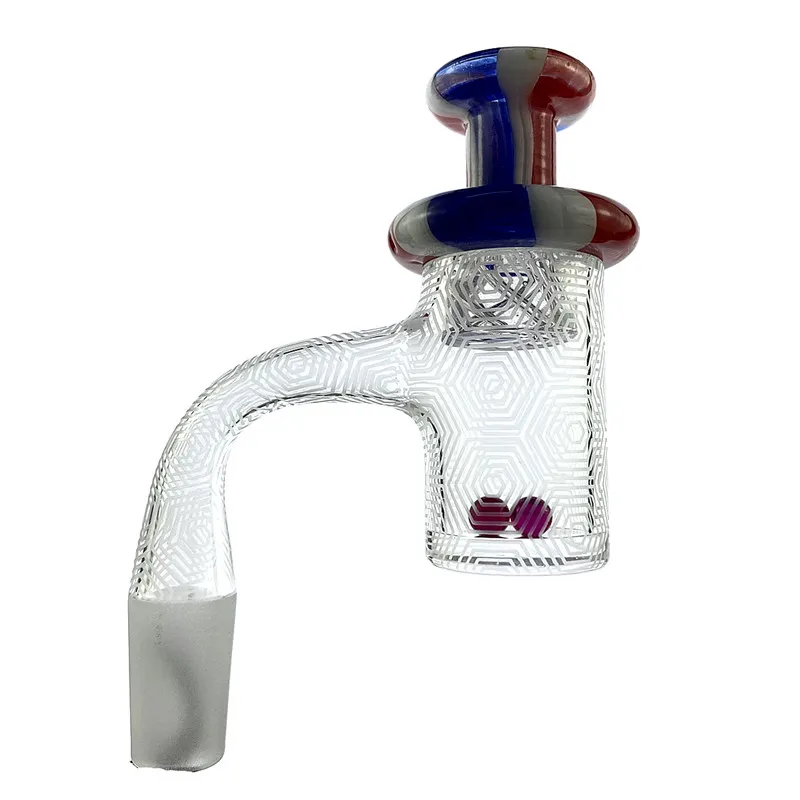 JEMQ – fond entièrement soudé, 25MM de large, 4mm d'épaisseur, Quartz sablé, fumant avec capuchon rotatif, perles rubis