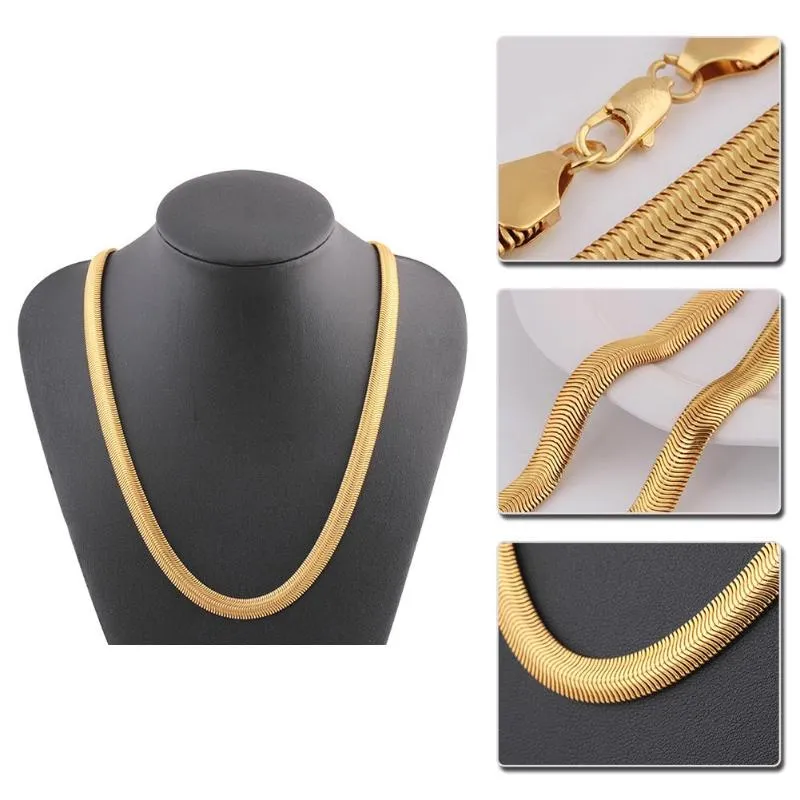 Mode Guld Choker Halsband Man Kvinnor Flat Bone Snake Koppar Kedjor Hängsmycke Ornaments Collares Smycken Gåvor