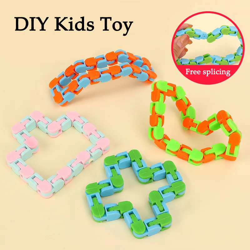 8 Stks Fidget Toy Wacky Tracks Stress Relief Toy Rustgevende Decompressie Opvouwbaar Kettingspeeltje Voor Kinderen
