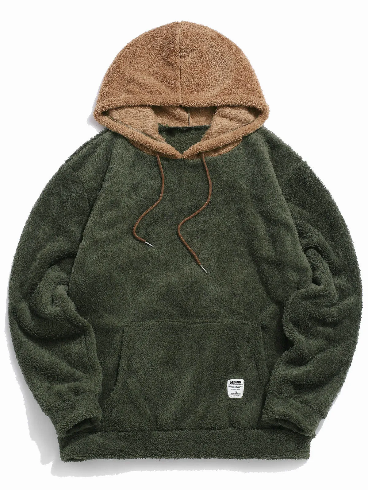 ZAFUL Winter Colorblock Faux Fur Sherpa Hoodie Mens For Men And