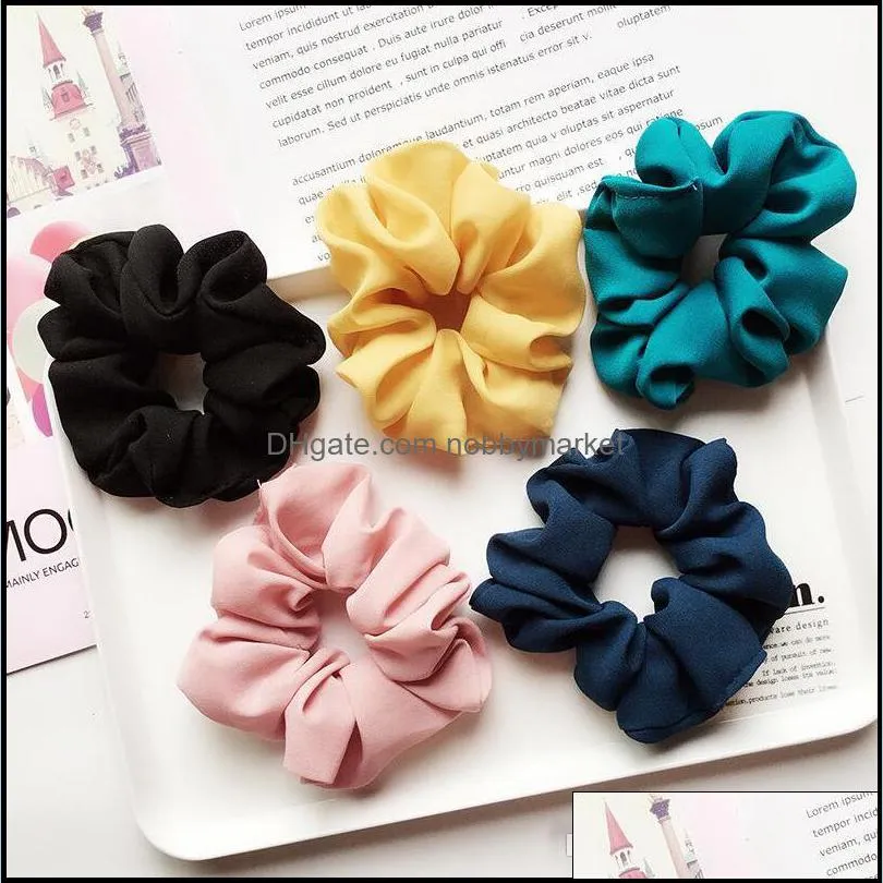 30pcs Girl Hair Scrunchy Ring Elastic Chiffon Hairbands Head Band Ponytail Holder Pure Color Sports Hair Scrunchies Soft Tie