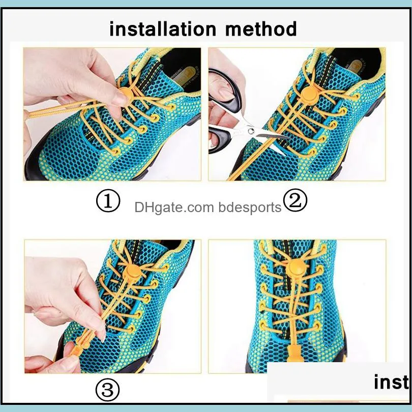 Elastic Shoelaces Round Locking No Tie Shoe Kids Adult Quick Lazy Laces Rubber Sneakers Shoelace