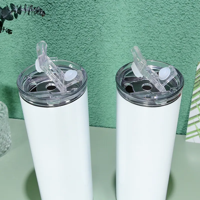 20oZ昇華タンブラーブランク光沢のあるまっすぐなタンブラーが付いている新規蓋澄んだストローホワイトボックスステンレス鋼の水のボトル二重壁真空絶縁カップ
