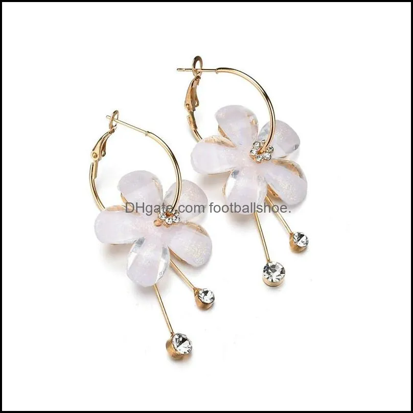 new fashion petal flower acrylic zircon tassel earrings brincos transparent earrings womens earrings wedding party gifts