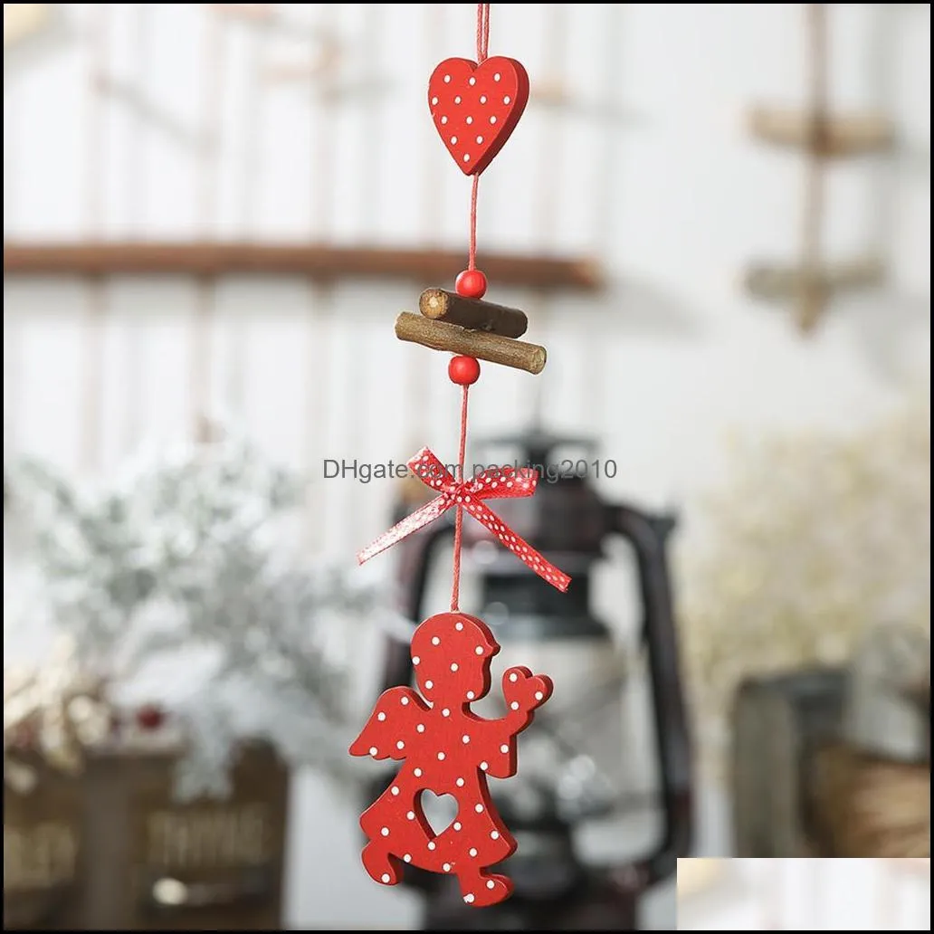 Christmas Decorations 20#Wooden Star Shape Ornament Tree String Pendant Creative Carving Year Home Decoration1