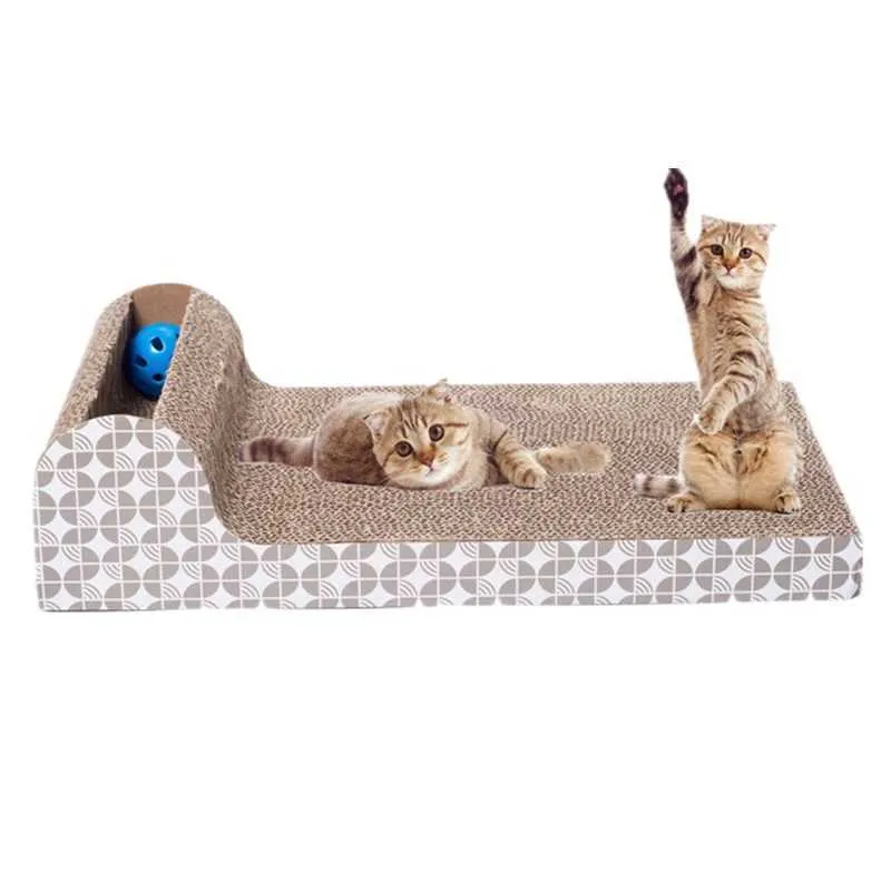 Pet Dog Cat Kitten Korrugerad katt Scratch Board Pad Pad Scratcher Bed Mat Claws Care Interactive Toy for Pet Training Cat Toys 210929