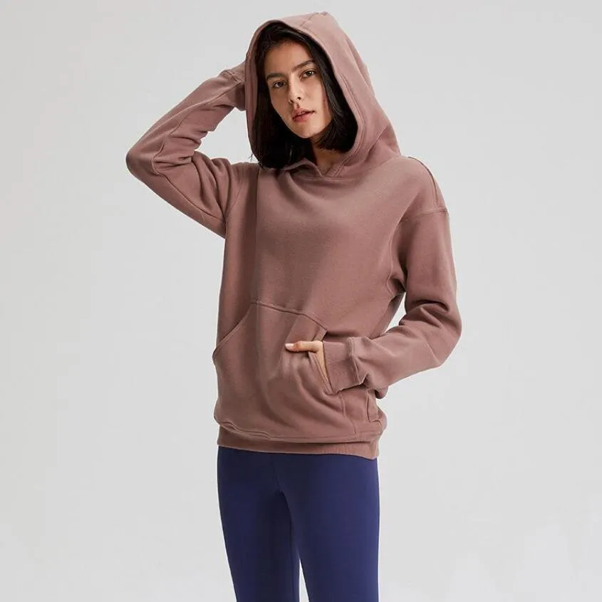 L-123 Sport Fitness Hoodies Women Autumn outfit Winter Fleece Hooded Sweatshirt solid Gym Outwear Warm Sweat Femme yoga jacket Coat