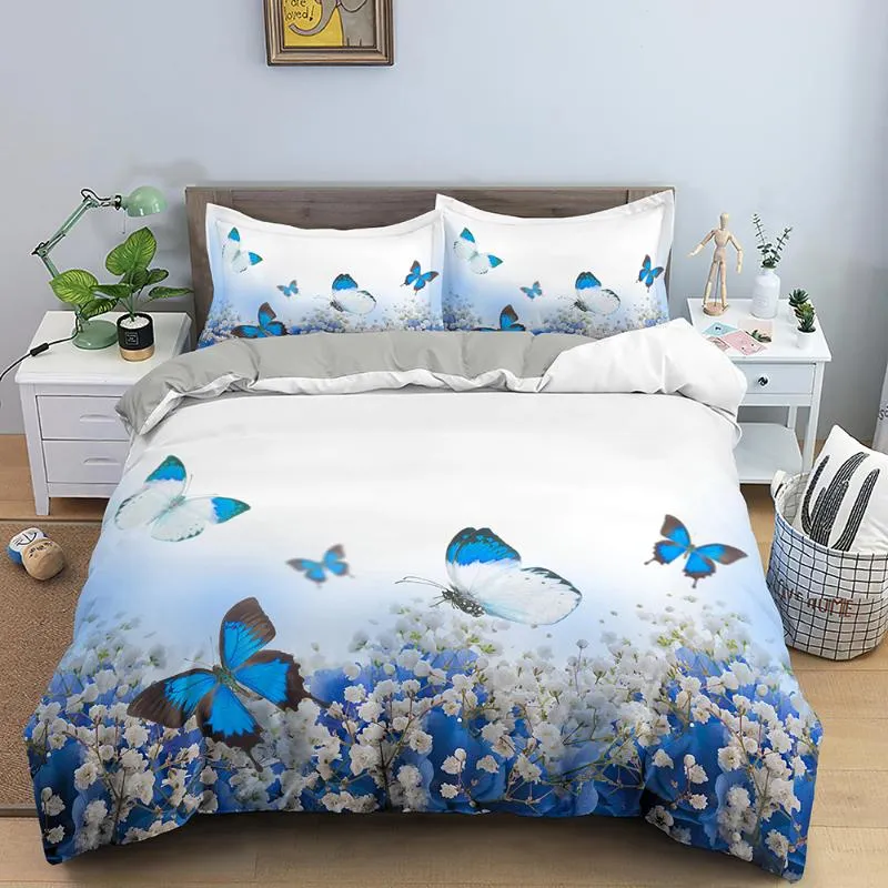 Bedding Sets Butterfly Set Duvet Cover Blue Red Butterflies And