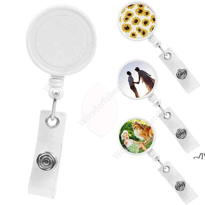 Sublimation Blank Nurse Badge Party Favor Plastic DIY Office Work Card Hanging Buckle Can Be Rotated DAW100