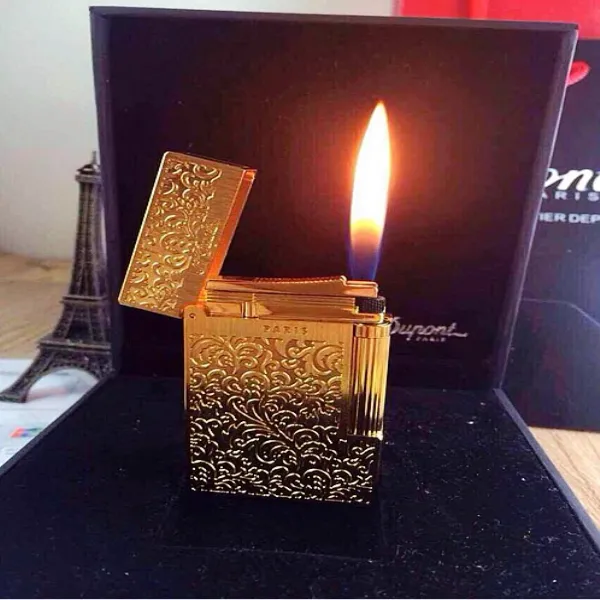 ST lighter Bright Sound Gift with Adapter luxury men accessories silver color Pattern Lighters 156870260