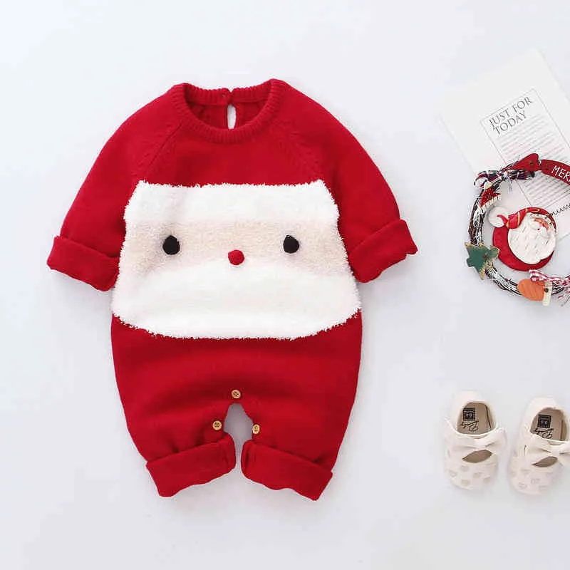 Bebê menino infantil menina romper malha de malha Papai Noel morno macacão manga longa desenhos animados jumpsuit roupas roupas 0-2Y G1221